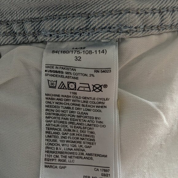 GAP High Rise Vintage Slim Jeans Light Blue Naples Button-fly size 14/32 Summer - Picture 7 of 11